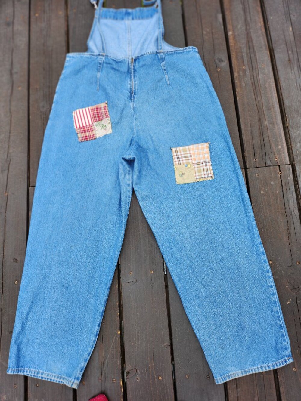 Vintage Watch L.A. 90s Patchwork Denim Streetwear Overalls XL Cottagecore Y2K - Picture 3 of 14